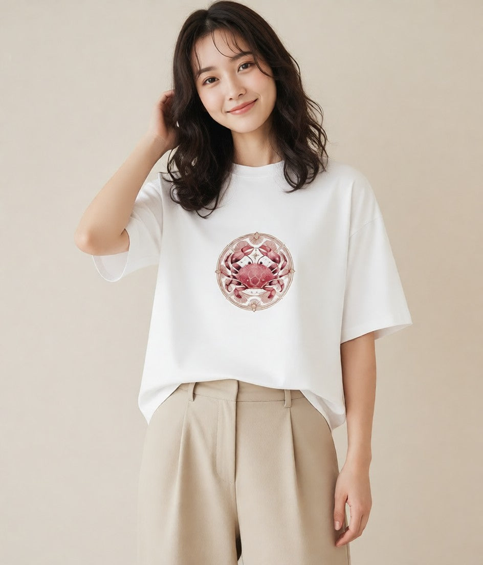 プリントTシャツ レディース 獅子座 星空 宇宙 イラスト ヴィンテージ風 おしゃれギフト 社会人 白T YMAZO
