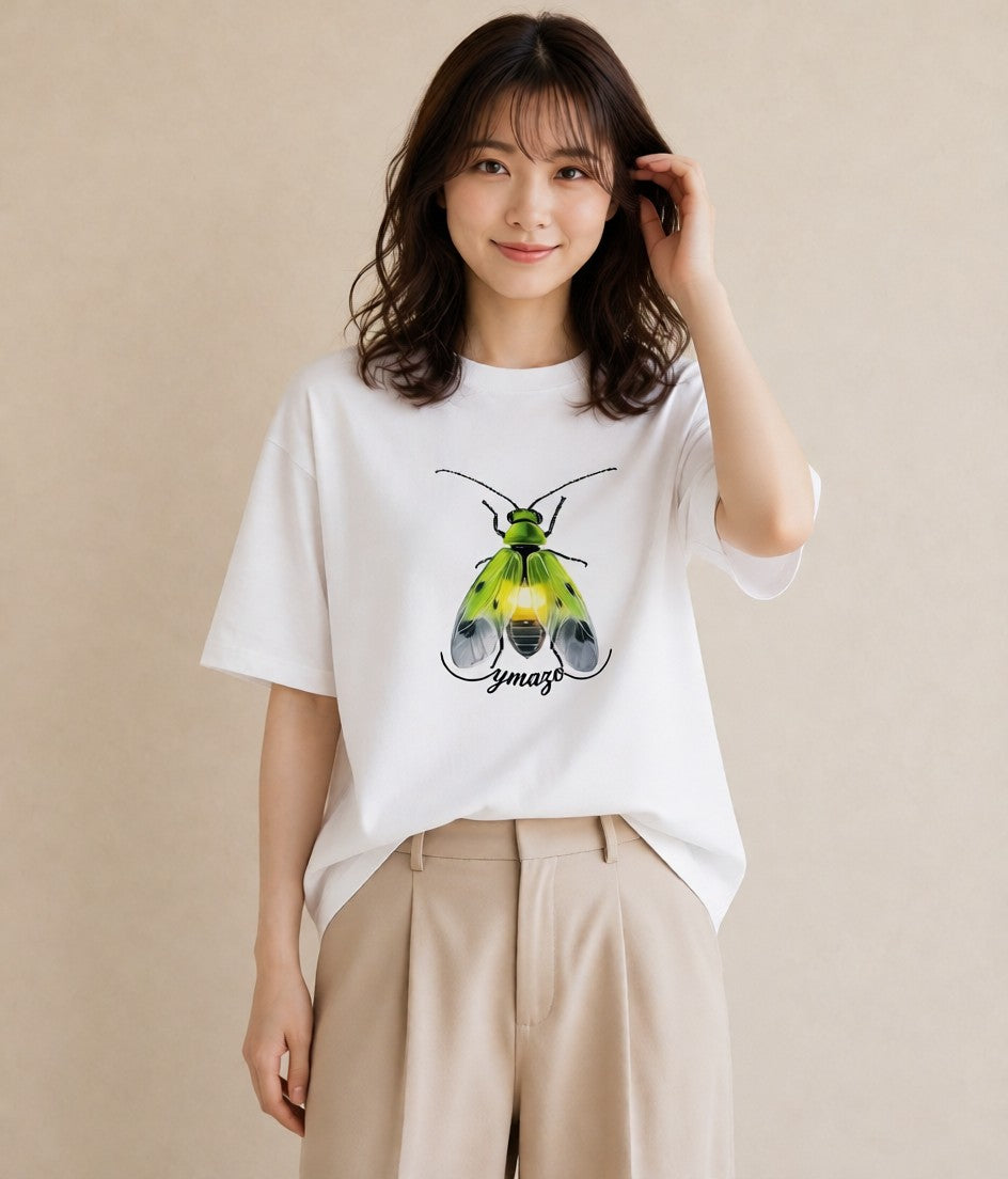 プリントTシャツ レディース クワガタ 昆虫 虫 イラスト 女性 旅行用 白T YMAZO