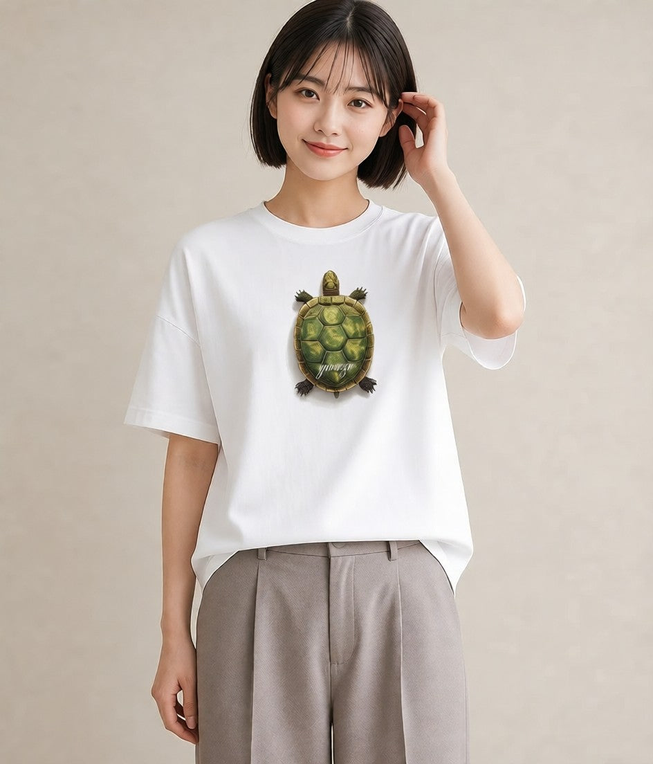 プリントTシャツ レディース ウミガメ 海の生き物 海 イラスト ラフ 秋コーデ おしゃれギフト 白T YMAZO