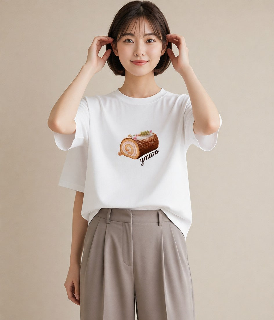 デザインTシャツ レディース あんみつ 食べ物 フード イラスト 休日 ペアコーデ 白T YMAZO