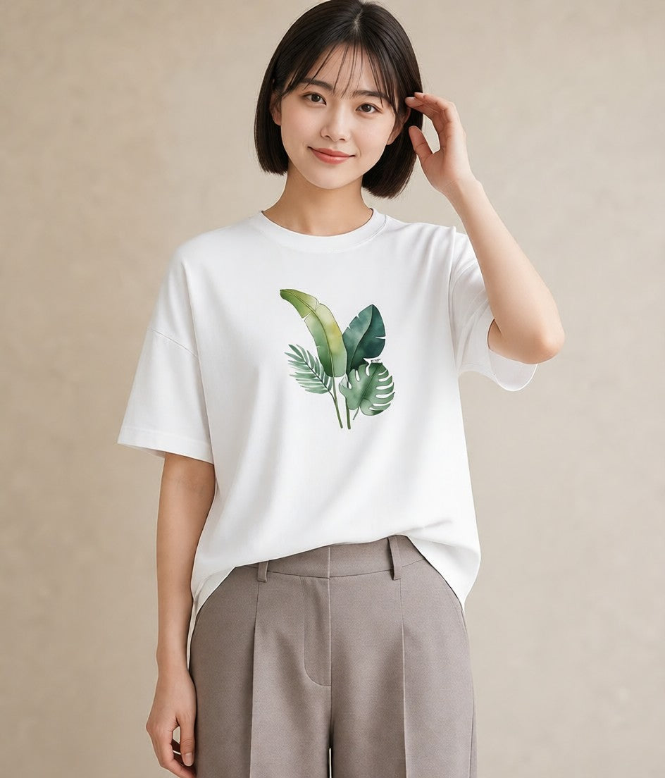 デザインTシャツ レディース バナナ 食べ物 フード イラスト ラフカジュアル 春服 ミセス 白T YMAZO