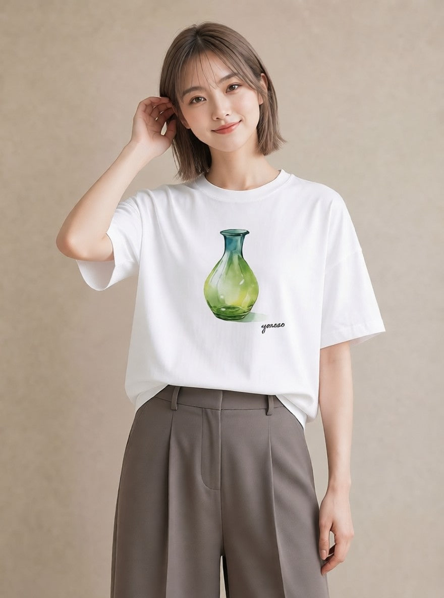 Tシャツ レディース 抹茶 食べ物 フード イラスト お洒落 レイヤード 友達ギフト 白T YMAZO