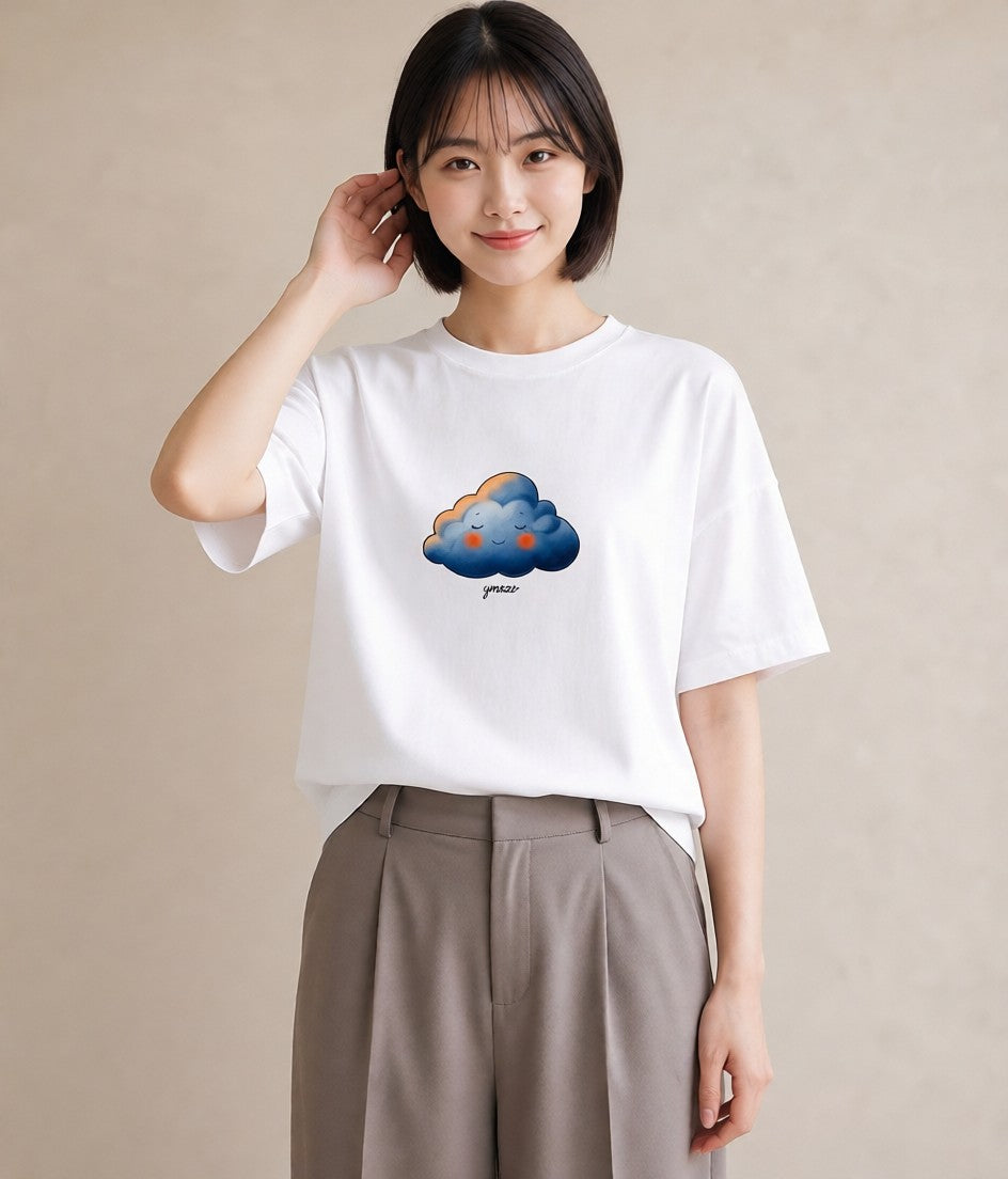 デザインTシャツ レディース 虹 星空 宇宙 イラスト 抜け感 ミセス 春コーデ 白T YMAZO