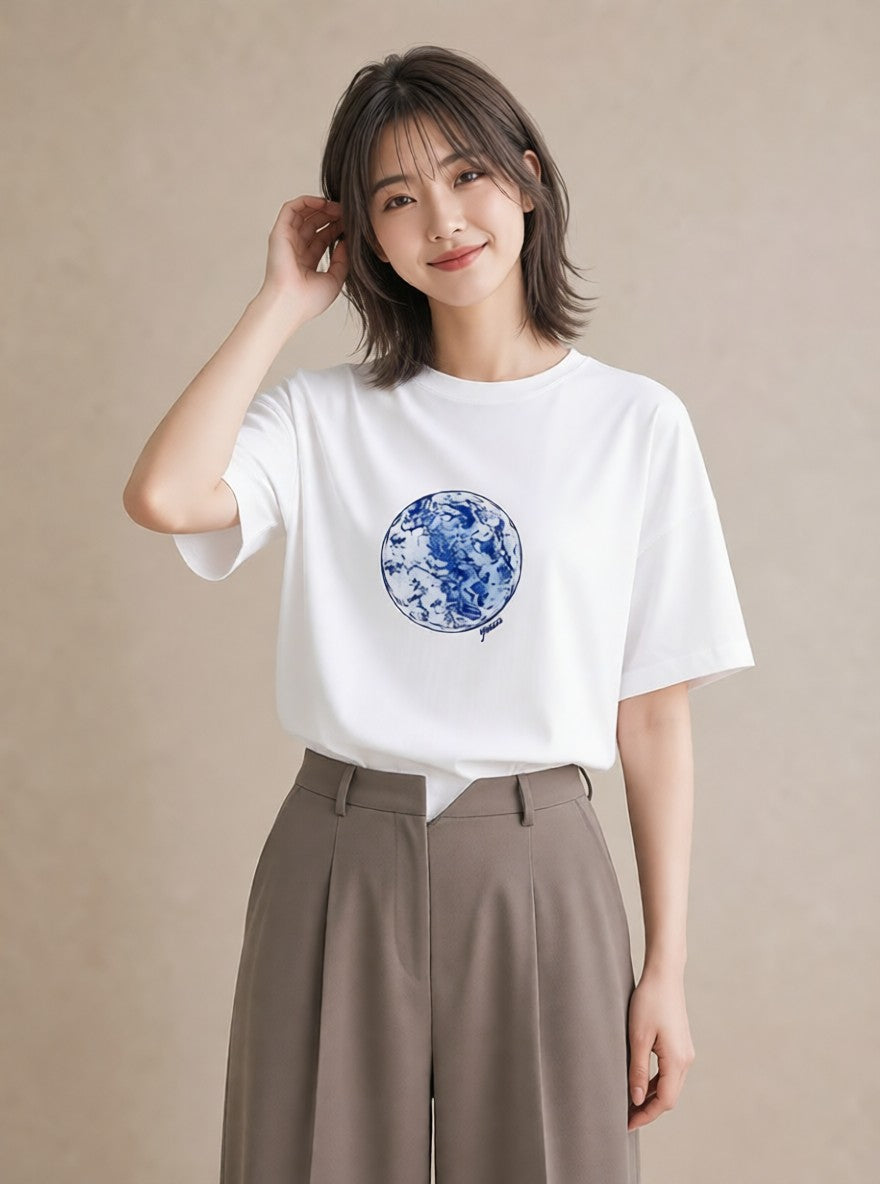 半袖Tシャツ レディース 蟹座 星空 宇宙 イラスト 水彩風 ギフト 母の日 白T YMAZO