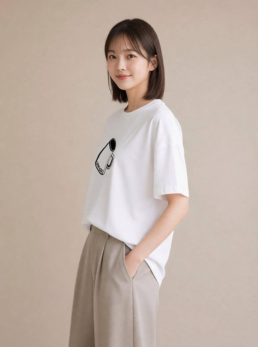 デザインTシャツ レディース コーヒー カフェ 珈琲 イラスト シンプル 女性 旅行用 白T YMAZO