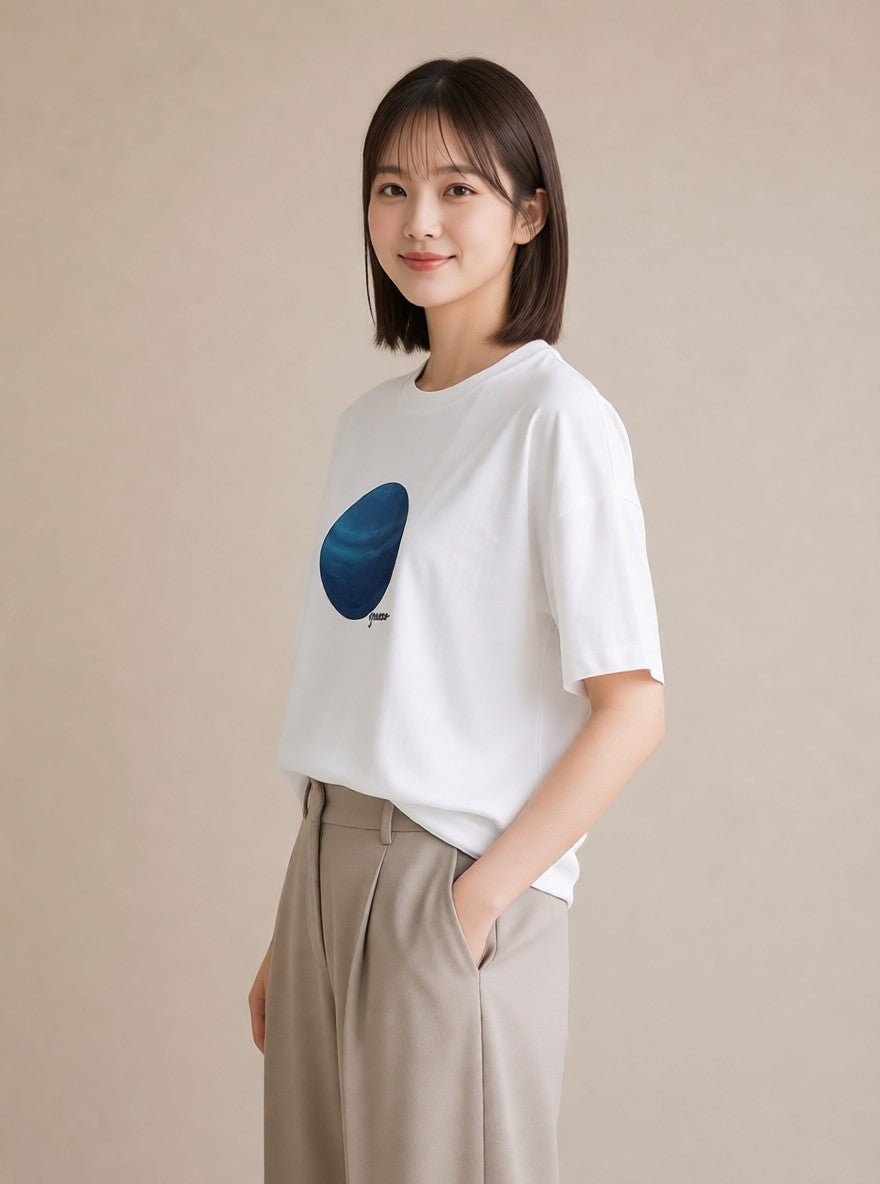 プリントTシャツ レディース 宇宙 星空 イラスト 旅行コーデ 在宅 公園 白T YMAZO