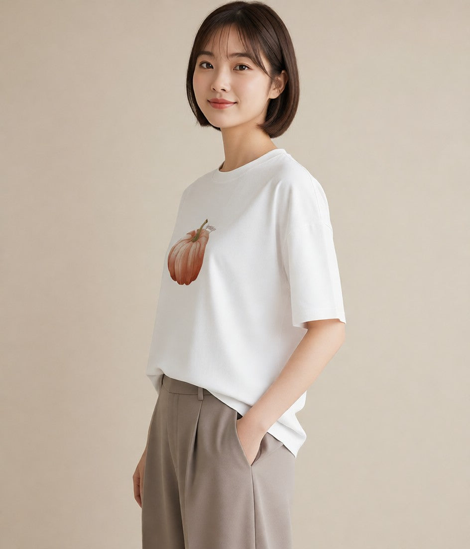 Tシャツ レディース メロン 食べ物 フード イラスト ラフ 秋コーデ おしゃれギフト 白T YMAZO