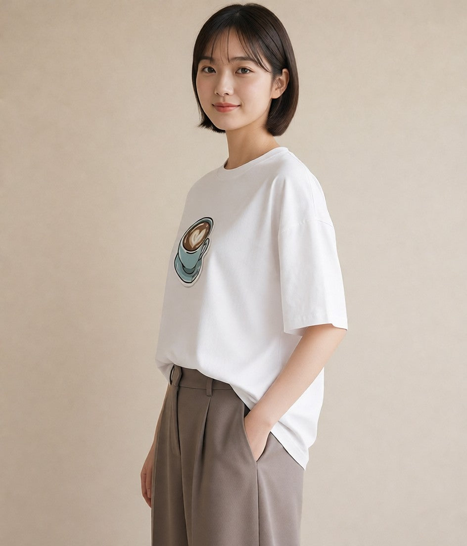 グラフィックTシャツ レディース エスプレッソ 食べ物 フード イラスト 可愛い デート 帰省 白T YMAZO