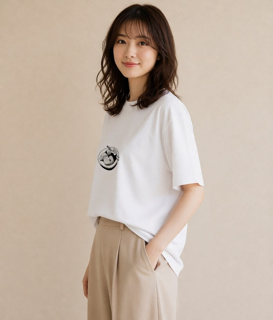 プリントTシャツ レディース お寿司 食べ物 フード イラスト 上品 休日 ペアコーデ 白T YMAZO