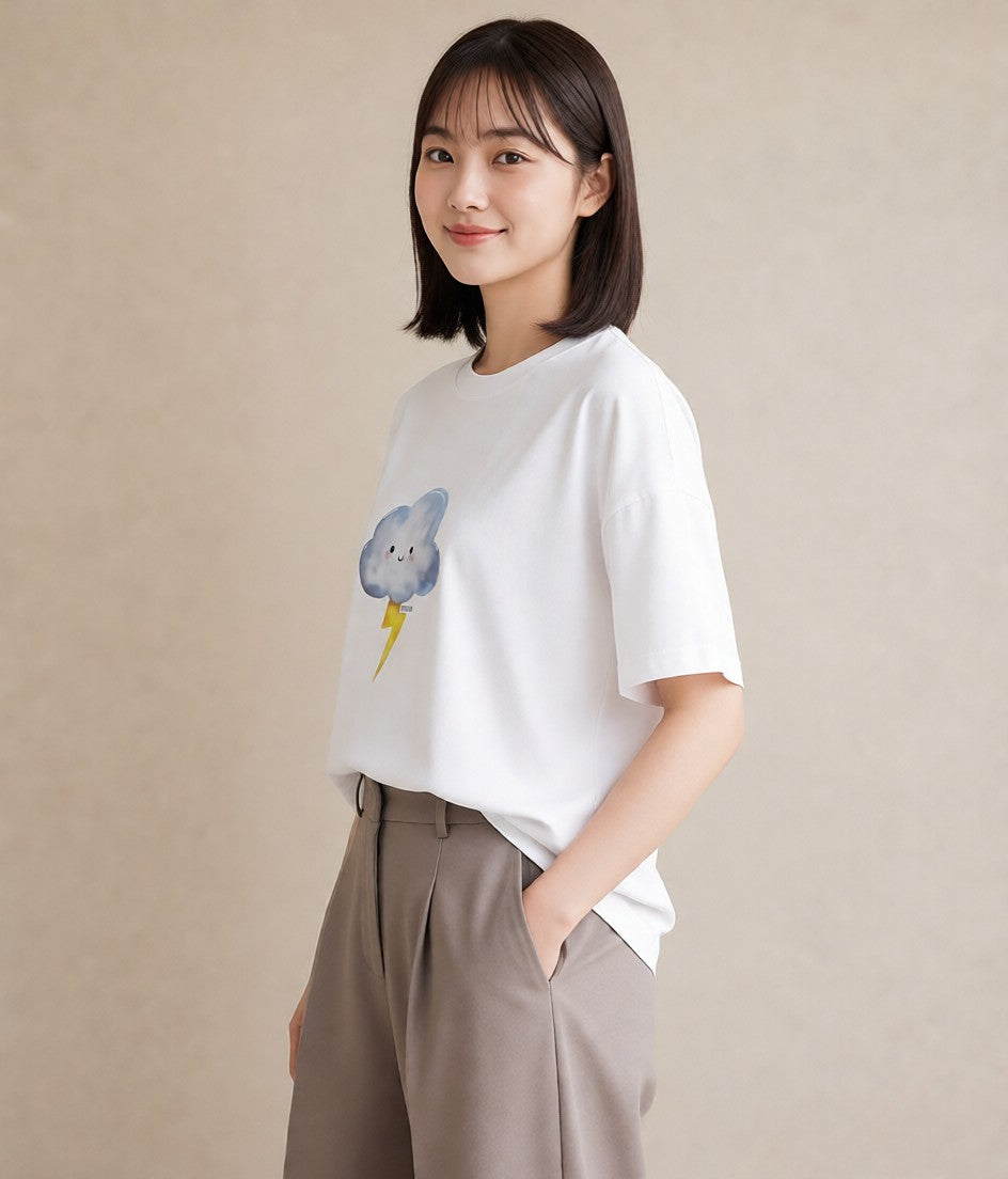 Tシャツ レディース 空 星空 宇宙 イラスト お洒落 女子会 お揃い 白T YMAZO