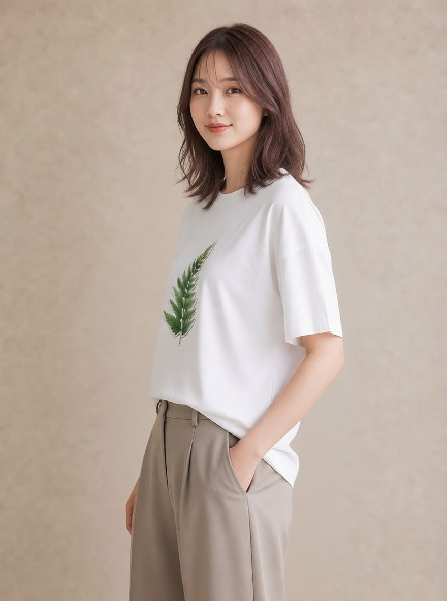 Tシャツ レディース ボタニカル 植物 イラスト お洒落 誕生日プレゼント 綿100 白T YMAZO