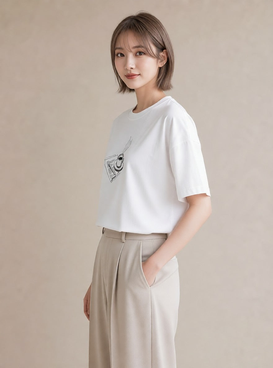 プリントTシャツ レディース 本 読書 ブック イラスト ユニーク 女子会 お揃い 白T YMAZO