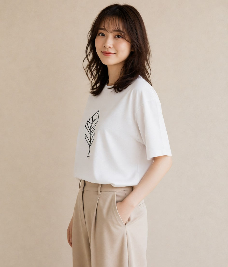 Tシャツ レディース 幾何学 ミニマル ジオメトリック イラスト カジュアル 買い物 夏コーデ 白T YMAZO
