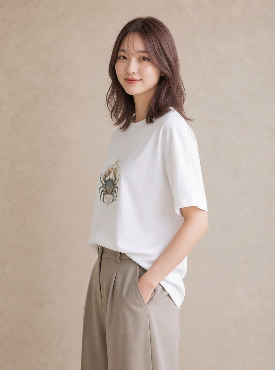 デザインTシャツ レディース 魚座 星空 宇宙 イラスト シンプル ルームウェア ギフト 白T YMAZO