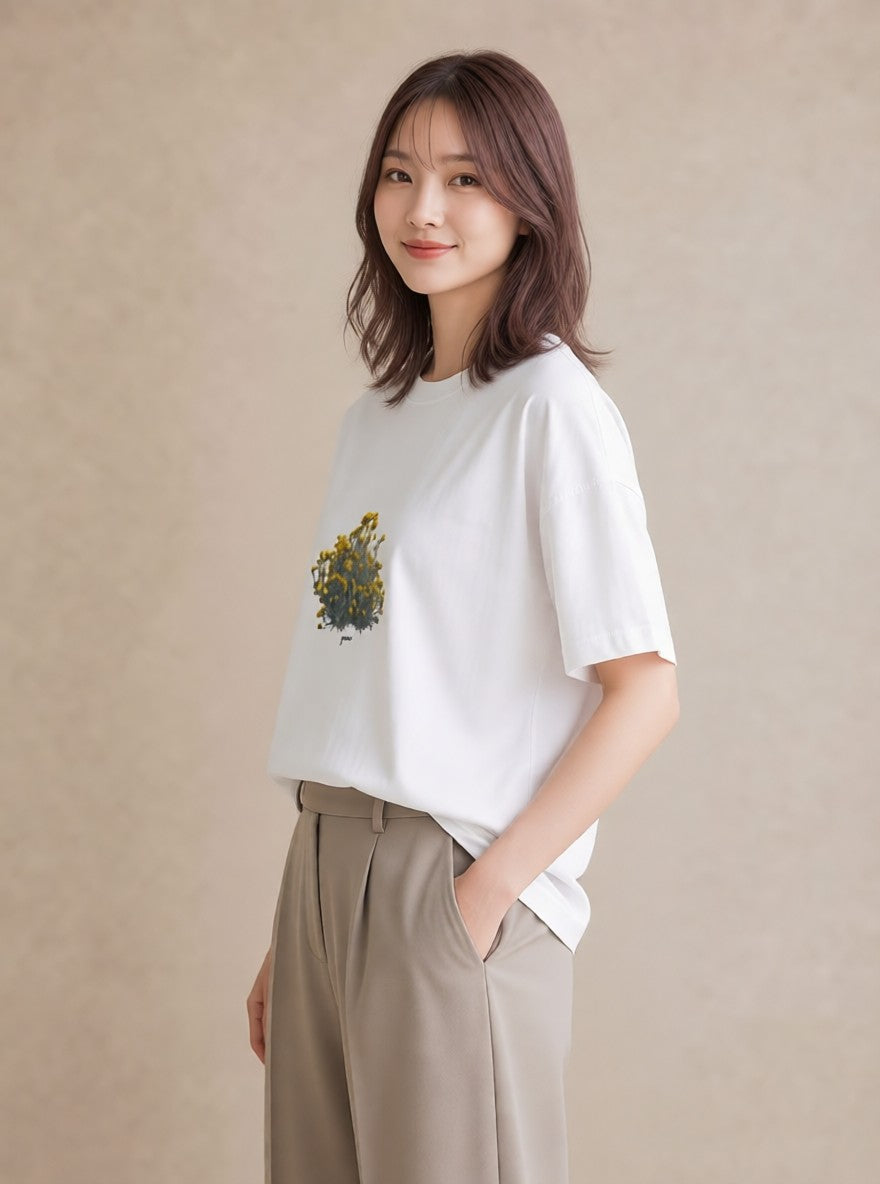 グラフィックTシャツ レディース たんぽぽ 花 花柄 イラスト レトロ 週末コーデ 敬老の日 白T YMAZO