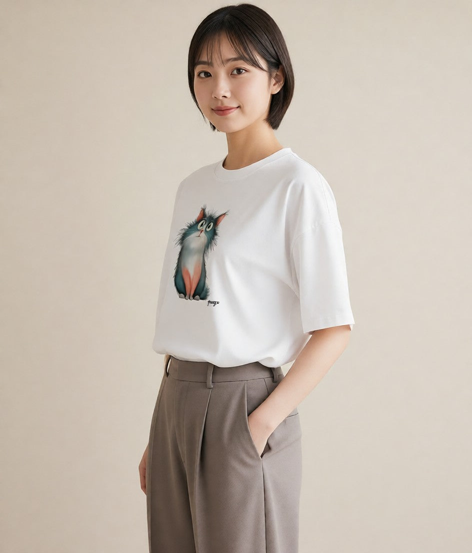 半袖Tシャツ レディース ラグドール 猫 ねこ イラスト カジュアル ルームウェア ギフト 白T YMAZO