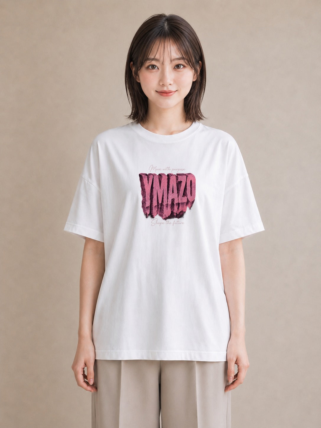 【受注生産】YMAZO Tシャツ レディース 半袖 ビッグT いちご イチゴ 苺 ストロベリー フルーツ 白T 綿100% ホワイト M L 手描き フェミニン くすみカラー お出かけ 通勤 父の日 2026新作 ギ|Y字ロゴ(大きめプリン