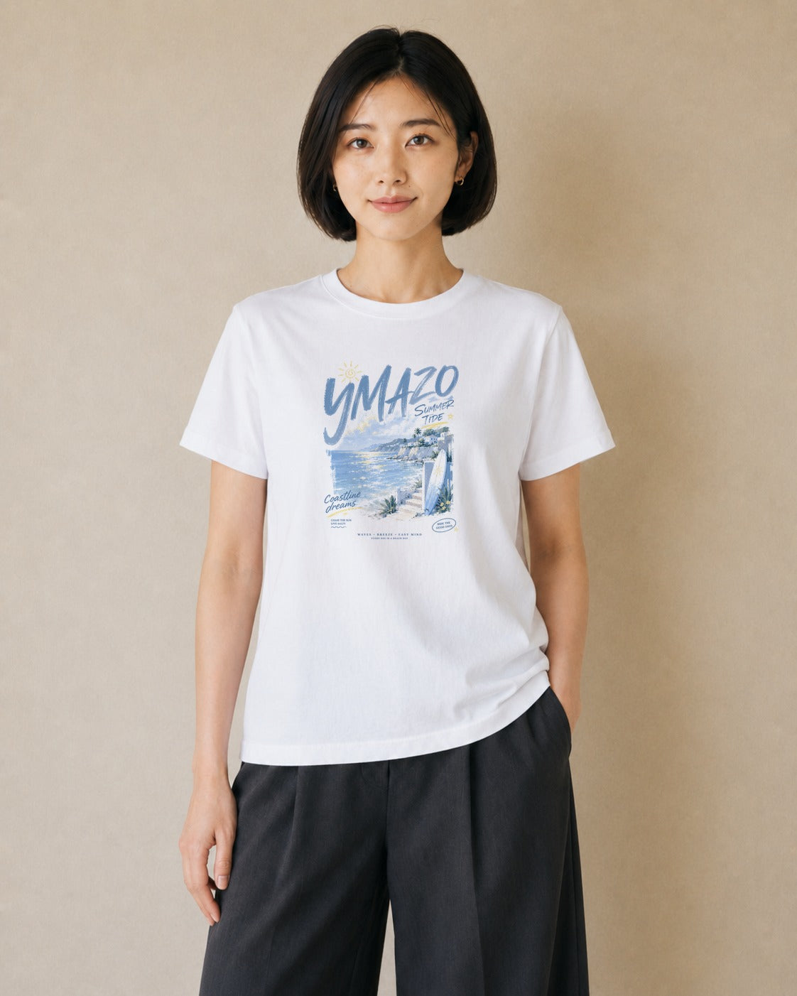 潮の夢|水彩 半袖Tシャツ レディース(スタンダードプリント 15×20cm)