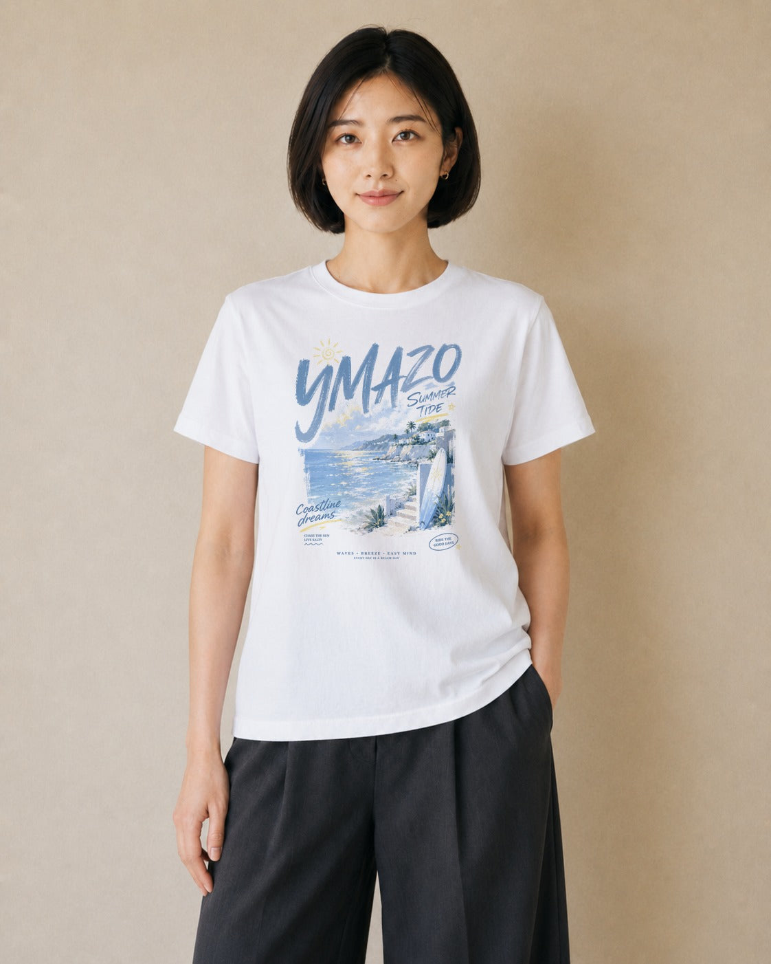 潮の夢|水彩 半袖Tシャツ レディース(大きめプリント 20×25cm)