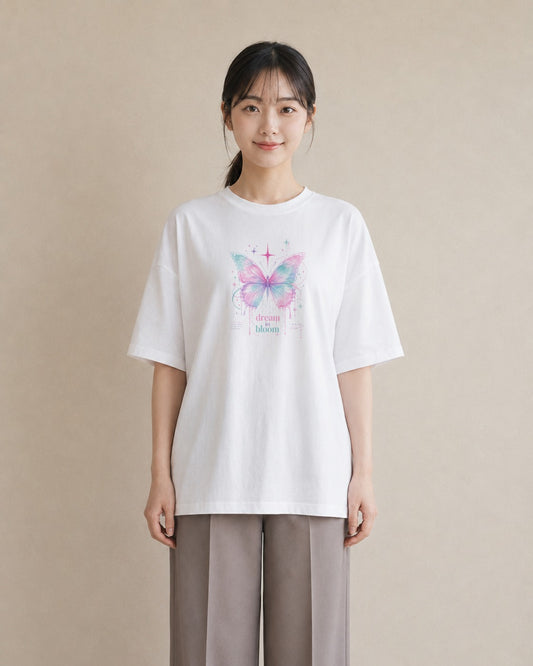 蝶夢花|水彩 半袖Tシャツ レディース(スタンダードプリント 15×20cm)