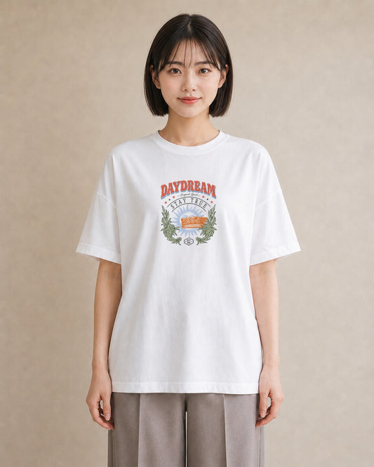 【受注生産】YMAZO Tシャツ レディース 半袖 ビッグシルエット 花柄 フローラル ボタニカル 花 ブーケ 白T 綿100% ホワイト M L ニュアンス 大人可愛い 手描き カジュアル デイリー 父の日 初夏|花便り(スタンダードプリ