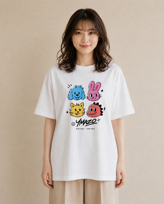 なかよし日和|水彩 半袖Tシャツ レディース