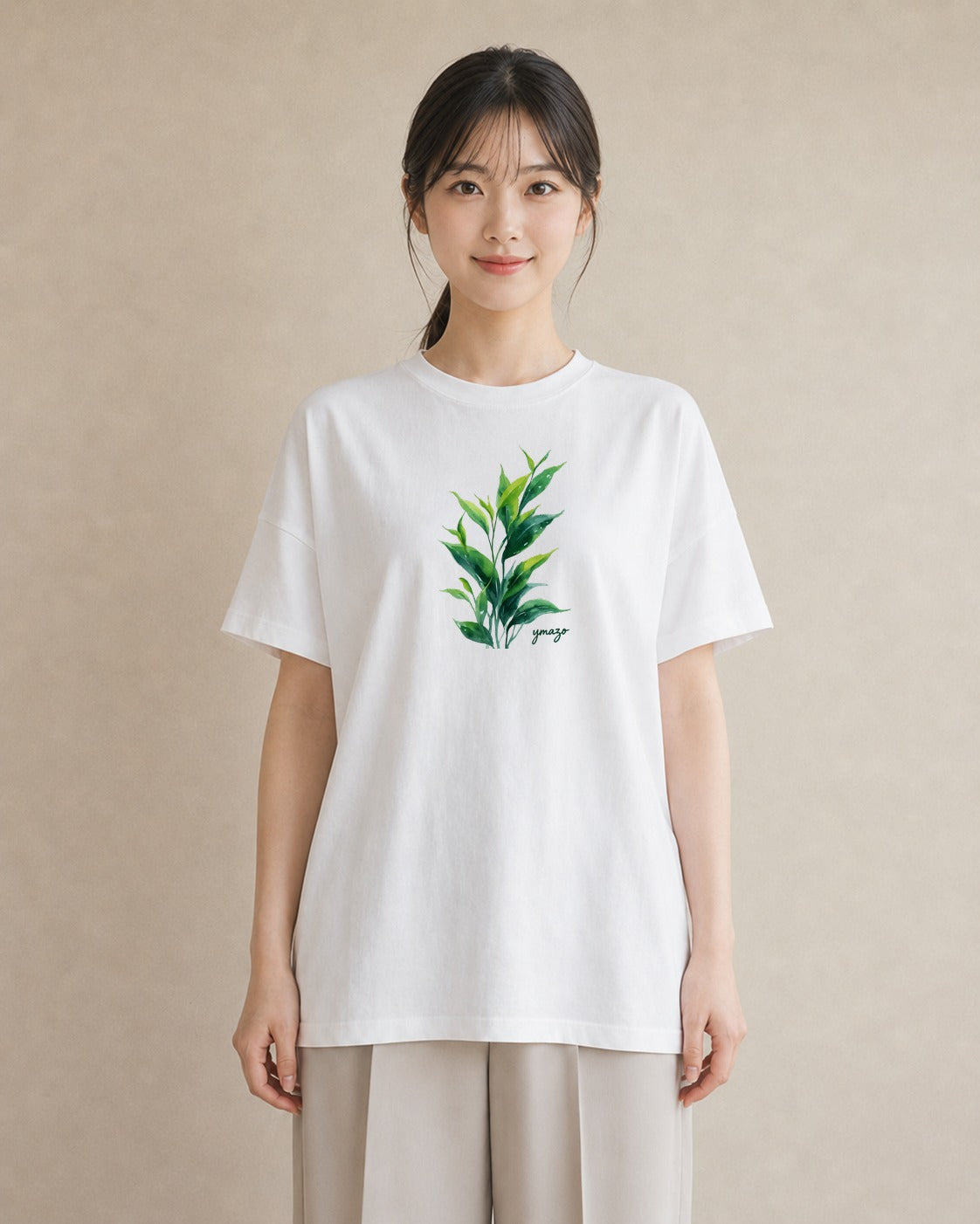 半袖Tシャツ レディース ハーブ 植物 ボタニカル イラスト 水彩風 親子 20代 白T YMAZO