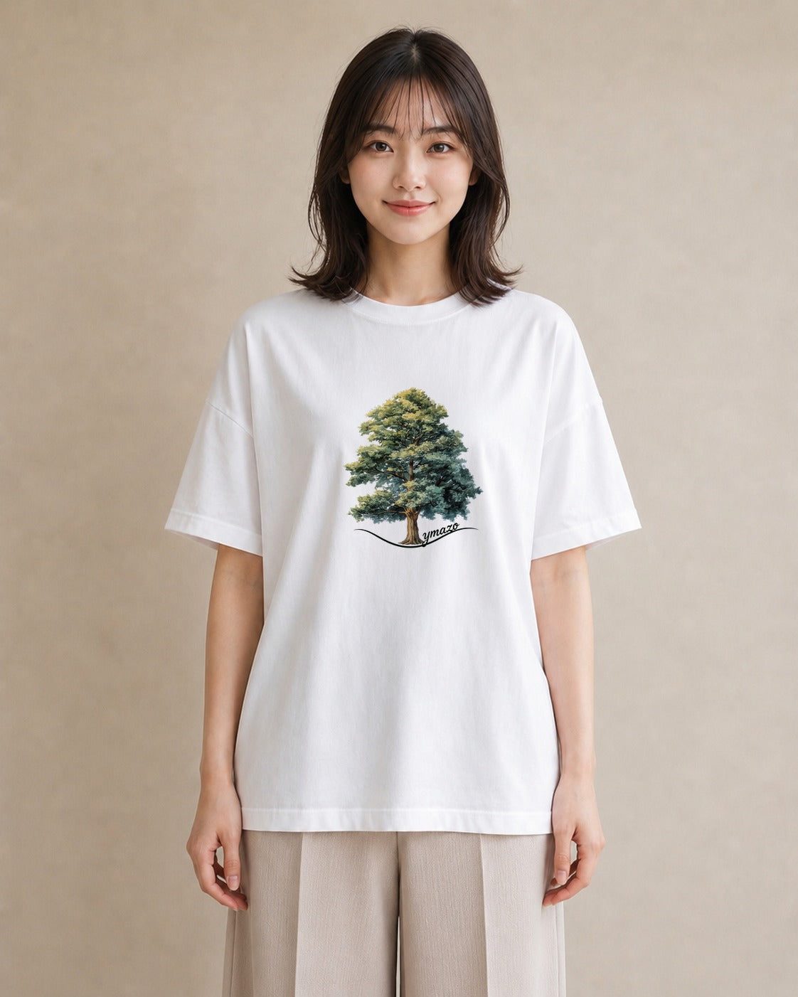 グラフィックTシャツ レディース 木 植物 ボタニカル イラスト きれいめカジュアル ホワイトデー 春服 白T YMAZO
