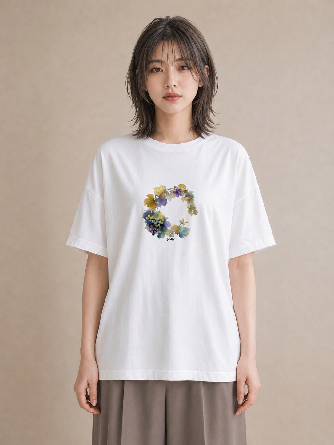 グラフィックTシャツ レディース 実り 植物 ボタニカル イラスト モード ギフト 母の日 白T YMAZO