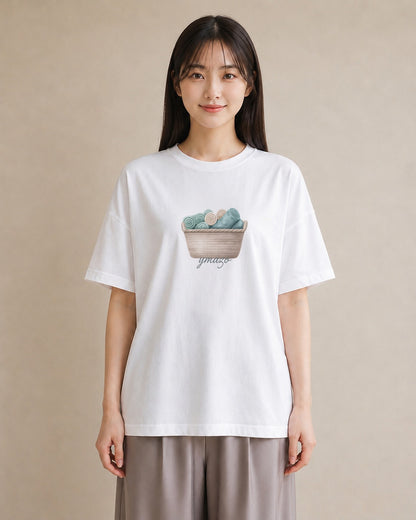 Tシャツ レディース 自転車のかご 自転車 花かご ナチュラル アンティーク イラスト 個性的 週末コーデ 敬老の日 白T YMAZO