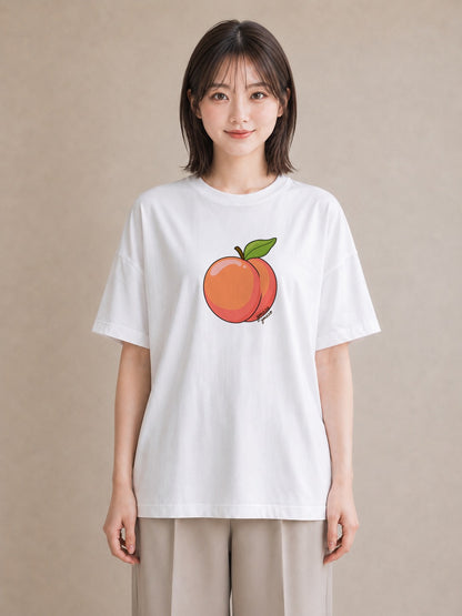 グラフィックTシャツ レディース もも 食べ物 フード イラスト 韓国風 カフェ巡り 女子会 白T YMAZO