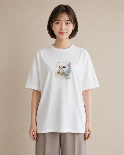 プリントTシャツ レディース ラグドール 猫 ねこ イラスト モード ギフト 母の日 白T YMAZO