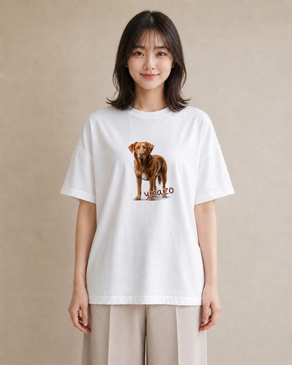 グラフィックTシャツ レディース ラブラドールレトリバー 犬 いぬ イラスト ニュアンス 送別ギフト 通勤 白T YMAZO