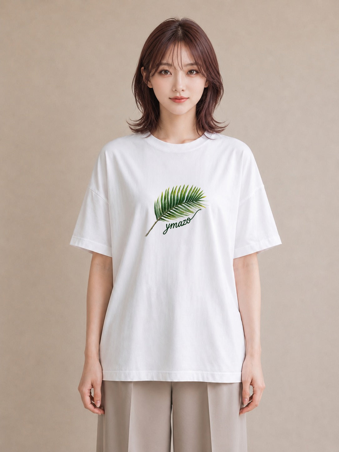 プリントTシャツ レディース シダ 植物 ボタニカル イラスト ゆるかわ 敬老の日 ホワイトデー 白T YMAZO