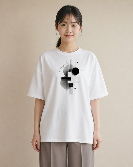 デザインTシャツ レディース 幾何学 ミニマル ジオメトリック イラスト カジュアル 女性向けギフト 散歩 白T YMAZO