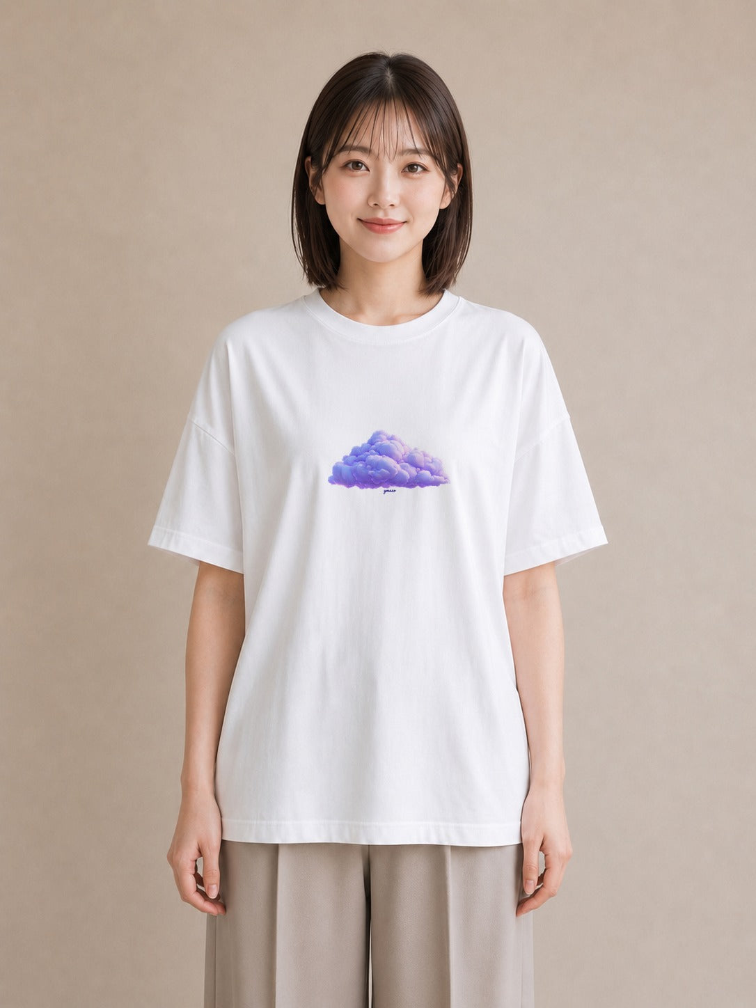 半袖Tシャツ レディース わたあめ 食べ物 フード イラスト 北欧風 ラフ レイヤード 白T YMAZO