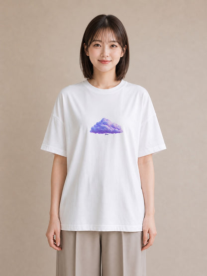 半袖Tシャツ レディース わたあめ 食べ物 フード イラスト 北欧風 ラフ レイヤード 白T YMAZO
