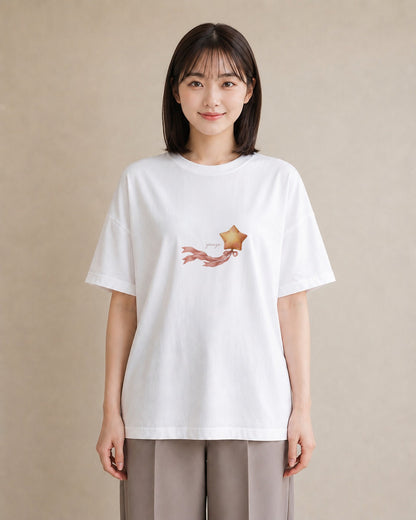 Tシャツ レディース 流れ星 星空 宇宙 イラスト ゆるかわ お揃い 親子 白T YMAZO