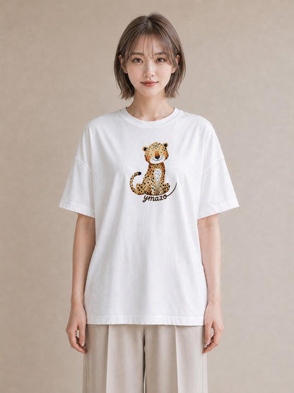 プリントTシャツ レディース ぶち猫 猫 ねこ イラスト 北欧風 通学 誕生日プレゼント 白T YMAZO
