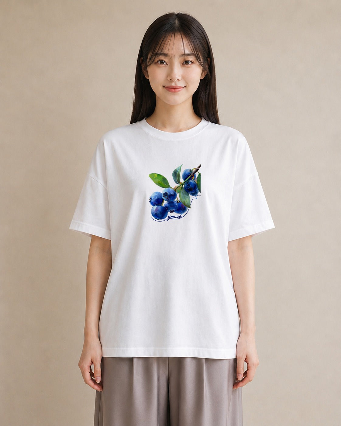半袖Tシャツ レディース 木の実 植物 ボタニカル イラスト 手描き風 散歩 お出かけ 白T YMAZO