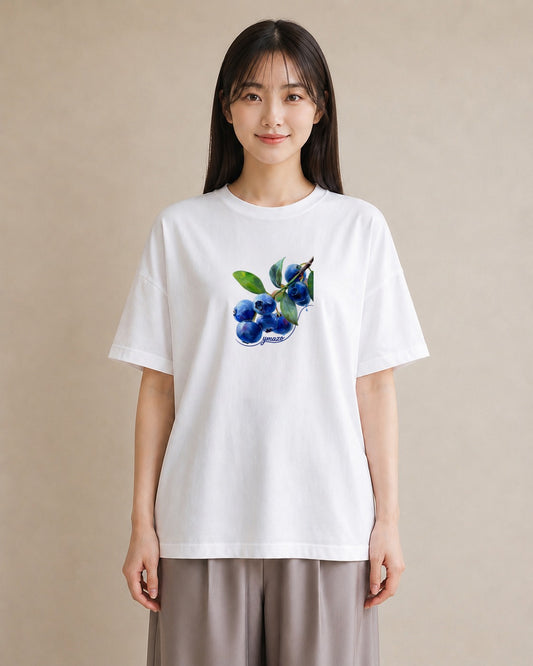 半袖Tシャツ レディース 木の実 植物 ボタニカル イラスト 手描き風 散歩 お出かけ 白T YMAZO