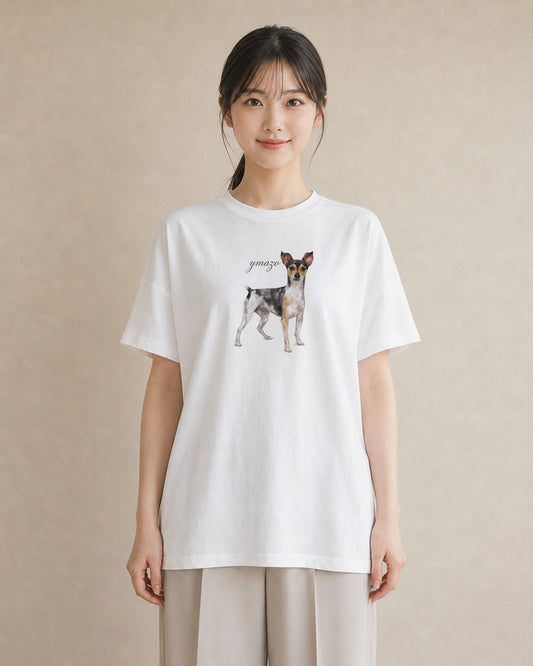デザインTシャツ レディース ジャックラッセルテリア 犬 いぬ イラスト きれいめ ホワイトデー 春服 白T