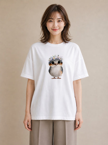 Tシャツ レディース ボタンインコ ペット 動物 イラスト デート 帰省 白T YMAZO