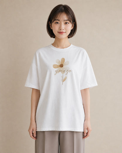 グラフィックTシャツ レディース 花 花柄 イラスト フェミニン 通学 誕生日プレゼント 白T
