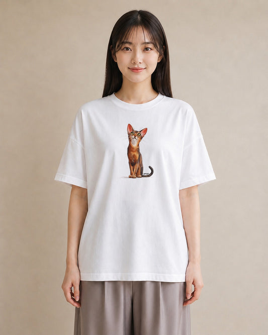 デザインTシャツ レディース シャム 猫 ねこ イラスト 上品 散歩 お出かけ 白T YMAZO