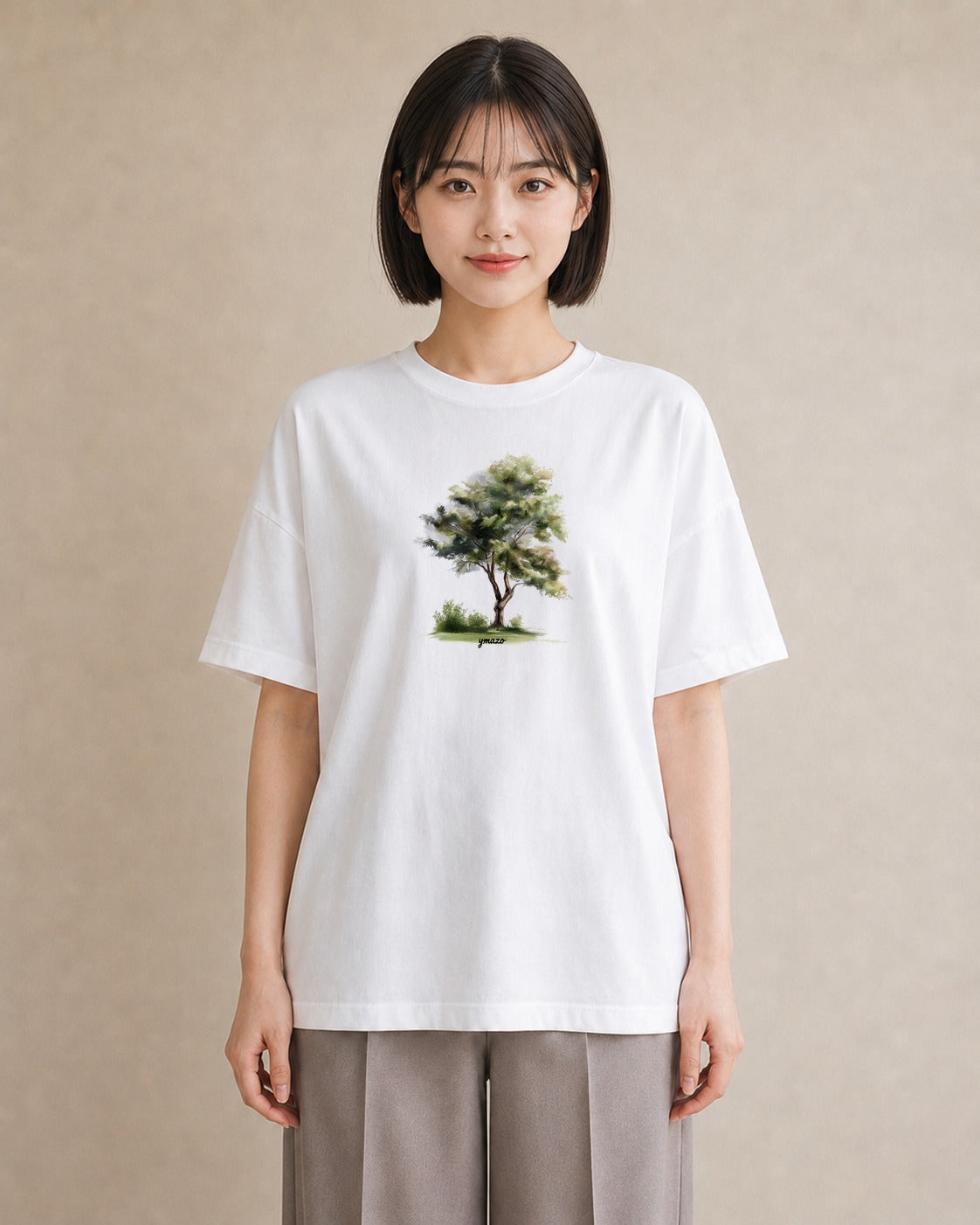半袖Tシャツ レディース 青の水彩 風景 ブルー ナチュラル アンティーク イラスト シンプル 旅行 母娘コーデ 白T YMAZO
