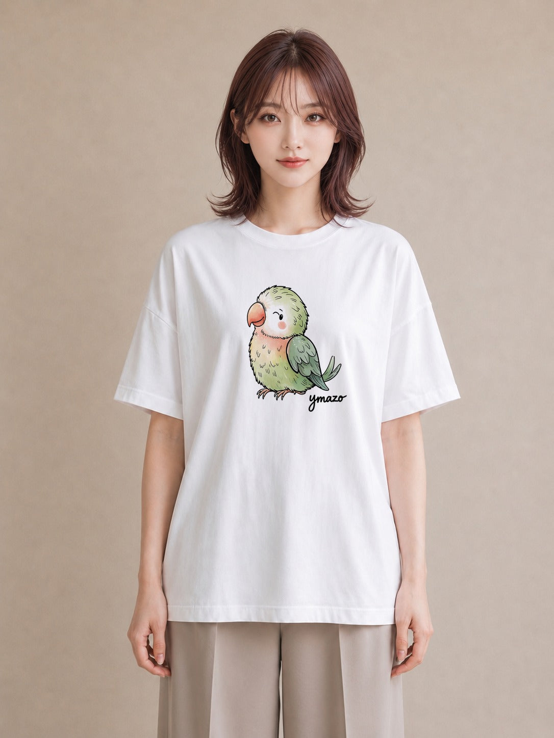 Tシャツ レディース 白文鳥 ペット 動物 イラスト ゆるかわ 女子会 お揃い 白T YMAZO