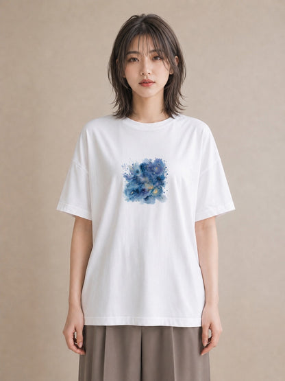 プリントTシャツ レディース 獅子座 星空 宇宙 イラスト ポップ カフェ巡り 女子会 白T YMAZO