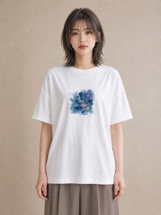 プリントTシャツ レディース 獅子座 星空 宇宙 イラスト ポップ カフェ巡り 女子会 白T YMAZO