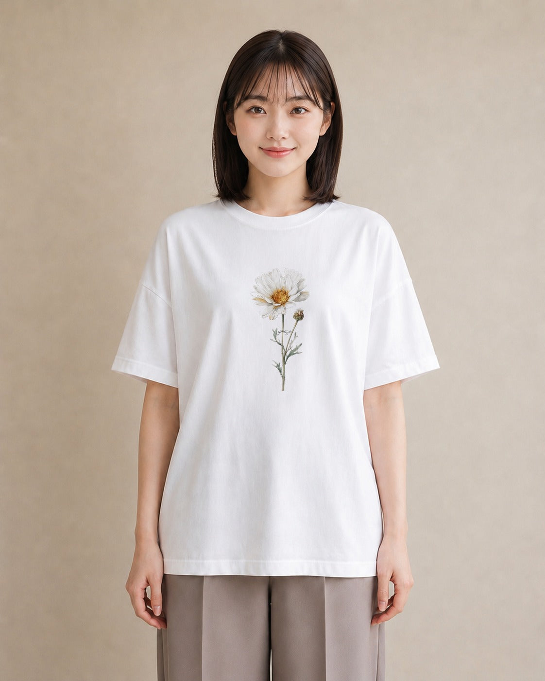 デザインTシャツ レディース デイジー 花 花柄 イラスト 旅行コーデ 旅行 母娘コーデ 白T